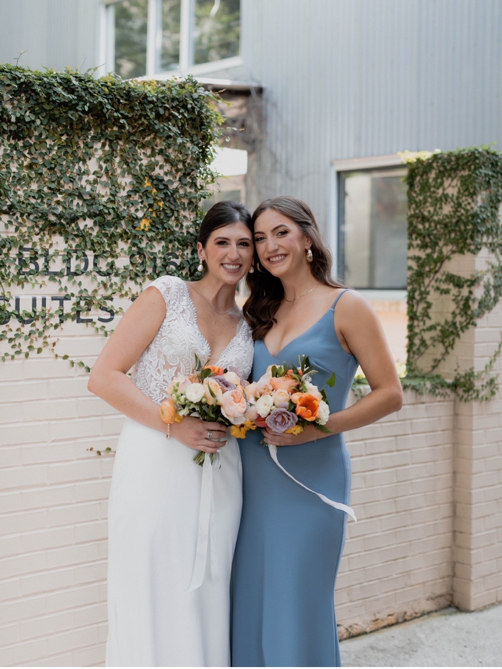 Slate blue bridesmaids dress
